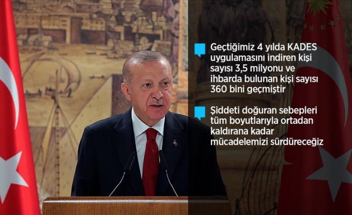 Cumhurbaşkanı Erdoğan: Kapsamlı adımlarla ülkemizi kadına şiddet ayıbından kurtarmakta kararlıyız
