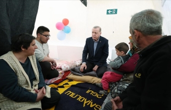 Cumhurbaşkanı Erdoğan, Afşin'deki çadır kentte incelemelerde bulundu