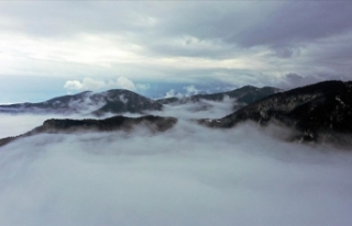 Sisle kaplanan Küre Dağları havadan görüntülendi