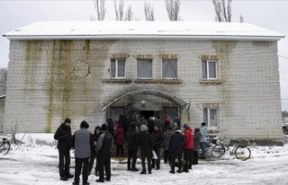 Ukrayna'da tahrip edilen Moşçun köyündeki...