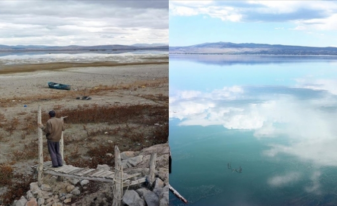 Konya'daki Suğla Gölü yağmur ve kar sularıyla yeniden canlandı